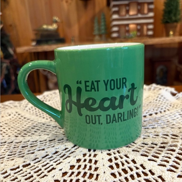 M&M's Green Coffee Mug featuring the phrase "Eat Your Heart Out, Darling!" - Picture 2 of 6
